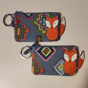 Vera Bradley Blue and Orange Fox Coin Purse